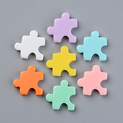 (52) Непрозрачная лаванда Кабошоны из смолы, непрозрачный, головоломка, разноцветные, 16x16x3.5 мм