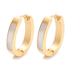 Золотой Ионное покрытие (ip) 304 серьги-кольца из нержавеющей стали и натуральной ракушки для женщин, с 316 ушными шпильками из хирургической нержавеющей стали, золотые, 20.5x4 мм