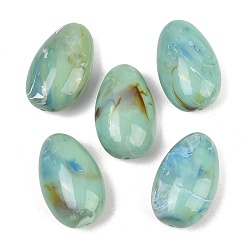 Средний Аквамарин Двухцветные непрозрачные акриловые бусины, имитирующие драгоценные камни, слеза, средний аквамарин, 42x26.5~27x18 мм, отверстие : 2.8 мм, Около 42 шт / 500 г