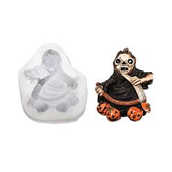 White DIY Mini Halloween Skull Food Grade Silicone Statue Molds, Fondant Molds, Chocolate, Candy, Biscuits, Portrait Sculpture UV Resin & Epoxy Resin Craft Making, White, 88x67x20mm, Finished: 77x62x11mm