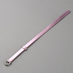 Pink Bracelet en cordon de cuir PU vierge avec fermoirs en alliage, rose, 8-1/2 pouce (21.65 cm)
