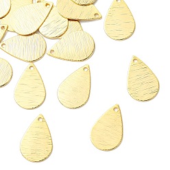 Golden SHEGRACE Brass Pendants, Teardrop Charms, Stamping Blank Tag, Brushed Finish, Cadmium Free & Lead Free & Nickel Free, Golden, 15x10x1mm, Hole: 1.2mm