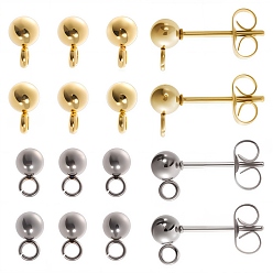 (52) Непрозрачная лаванда 40 шт. 2 стиль 304 фурнитура для сережек-гвоздиков с шариковым штифтом из нержавеющей стали, с петлями и 316 штифтом из хирургической нержавеющей стали и 40 ушными гайками, золотые и нержавеющая сталь цвет, 15x7x4 мм, отверстие : 1.8 мм, штифты : 0.7 мм, 10 шт / стиль