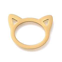 Золотой 304 подвески из нержавеющей стали, лазерная резка, кольцо с подвеской в виде кошки, ионное покрытие (ip), золотые, 15x19x1 мм, отверстия : 1x1.5 mm и 13x10 мм