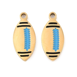 Rugby 304 нержавеющей стальной эмали подвески, золотые, регби прелести, 18x8.5x1.5 мм, отверстие : 1.6 мм