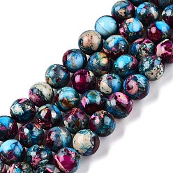 Средний Фиолетово-красный Натуральные имперские нитки из бисера яшмы, окрашенные, круглые, средне фиолетовый красный, 8~8.5 мм, отверстие : 1 мм, около 46~51 шт / нитка, 15.35~15.75 дюйм (39~40 см)