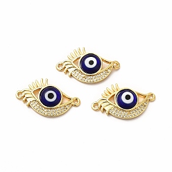 Темно-Синий Реечное покрытие из настоящей позолоченной латуни с микропаве из прозрачного кубического циркония, соединительные подвески, глазки с лэмпворком ручной работы, без кадмия и без свинца, долгоиграющий, темно-синий, 18 мм, отверстие : 15x26x4.5 мм