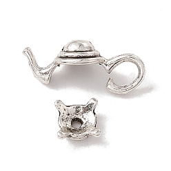 Antique Silver Alloy Bead Cap Set, Teapot, Antique Silver, 7~9x7~21x3.5~8.5mm, Hole: 1.4mm, 10set/bag