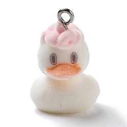 Морская Ракушка Подвески из смолы, с железной платиной петлей, прелести утки, цвет морской раковины, 30.5x19.5x21 мм, отверстие : 2 мм