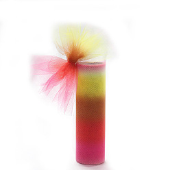 Разноцветный Ленты сетки деко полиэстера, Тюлевая ткань радужного градиента цвета, для подарочной упаковки diy craft, украшение стены домашней вечеринки, красочный, 5-7/8 дюйм (150 мм), около 5.00 ярдов (4.57 м) / рулон