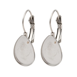 Нержавеющая Сталь Цвет 316 из нержавеющей стали выводы Leverback серьги, цвет нержавеющей стали, 14.5x10.5 мм, штифты : 0.5 мм