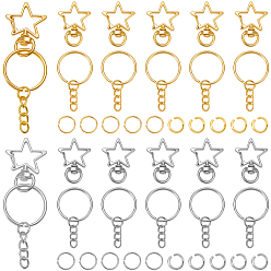 Звезда Наборы для самостоятельного изготовления брелоков, включая поворотные застежки-карабины из цинкового сплава, поворотный карабин-лобстер, железные брелоки для ключей и открытые кольца для прыжков, звезда