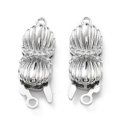 Платинированный Латунные застежки из прозрачного кубического циркония с микропаве, без кадмия, без никеля и без свинца, формы раковины, Реальная платина, 23x7.5x4.5 мм, Отверстие : 1.3 мм & 1.6 мм