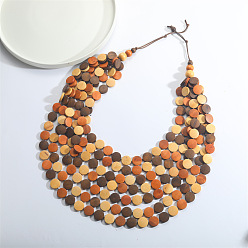 Шоколадный Богемный деревянный дисковый бисер многослойные нагрудные ожерелья для женщин, цвет шоколада, 25.59 дюйм (65 см)