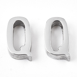 Letter Q Anlaufgeschützt 201 Charms aus Edelstahl, Edelstahl Farbe, letter.q, 9x5x3 mm, Bohrung: 1.6 mm