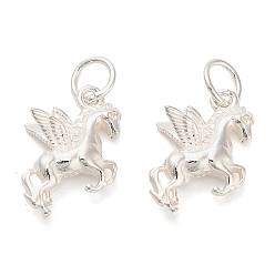 Серебро 925 подвески в виде лошади с крыльями из стерлингового серебра, с перемычками и 925 штампом, серебряные, 11.5x13x6 мм, отверстие : 3.5 мм