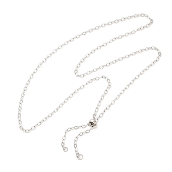 Нержавеющая Сталь Цвет Регулируемые 304 цепочки из нержавеющей стали с текстурированными тросами, слайдер-ожерелья, с прыжковых колец, цвет нержавеющей стали, 23.23 дюйм (59 см)