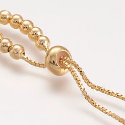 Real 18K Gold Plated Brass Bead Chain Necklace Making, Real 18K Gold Plated, 15.5~16.5 inch(39~41cm)