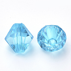 Deep Sky Blue Transparent Acrylic Beads, Bicone, Deep Sky Blue, 6x5.5mm, Hole: 1.5mm, about 6120pcs/500g