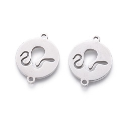 Stainless Steel Color Non-Tarnish 201 Stainless Steel Links, Manual Polishing, Flat Round, Stainless Steel Color, 21x16x1.5mm, Hole: 1.6mm