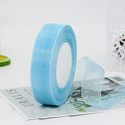 Небесно-голубой Полиэстер органза лента, для украшения Кристмас, голубой, 1 дюйм (25 мм), около 49.21 ярдов (45 м) / рулон