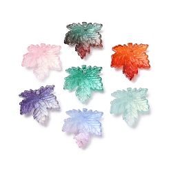 (52) Непрозрачная лаванда Подвесной светильник из двухцветного прозрачного стекла, кленового листа, с блеском порошок, разноцветные, 16x16x4 мм, отверстие : 1.2 мм