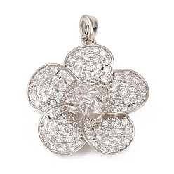 Платина Латунные микро проложить кубического циркония подвески, , платина, 26.5x25x7 мм, отверстие : 5x2.5 мм