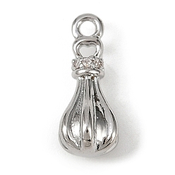 Платина Подвески из латуни с прозрачным фианитом, без кадмия, без никеля и без свинца, слезинки, долговечный, платина, 15.5x6.5 мм, отверстие : 1.5 мм