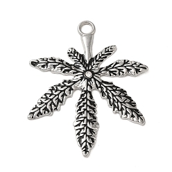 Platinum Alloy Enamel Pendant, with Rhinestones, Leaf, Platinum, 64.5x52x3.5mm, Hole: 5mm