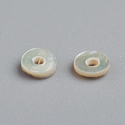 Белый Бисера пресноводных оболочки, проставки для изготовления ювелирных изделий своими руками, диск, белые, 4x1 мм, отверстие : 1 мм