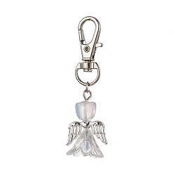 Прозрачный Стеклянные подвески в виде ангела, с сплава шарнирного когтя омара застежками, прозрачные, 63 мм
