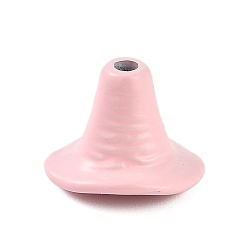 Pink Тема Хэллоуина окрашенные распылением бусины из сплава, без свинца и без кадмия, ведьма шляпа, розовые, 8.5x11x8.5 мм, отверстие : 1.6 мм