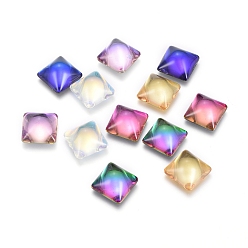 Mixed Color Transparent K9 Glass Cabochons, Flat Back, Square, Mixed Color, 10x10x5mm