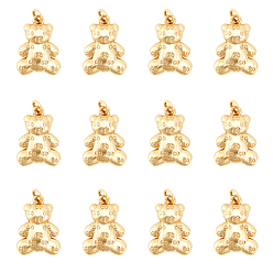 Настоящее золото 18K 12 латунные подвески шт., долговечный, с целью перехода в кольце, медведь, реальный 18 k позолоченный, 20x14x3 мм, Перейти кольцо: 5x1 мм, внутренний диаметр: 3 мм