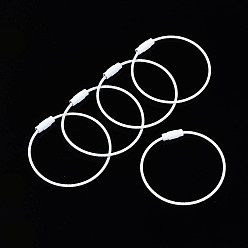 Белый Окрашены аэрозольной краской 201 брелки из проволоки из нержавеющей стали, брелоки для улицы, подвесные багажные бирки, ключи и хранители удостоверений личности, белые, Внутренний диаметр: 4.5x4.8 cm