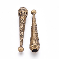 Античная Бронза Сплав конце шнура, концевые заглушки Bolo, античная бронза, 52x11 мм, внутренний диаметр: 5 мм