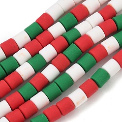 Column Рождественские бусины из полимерной глины ручной работы, для поделок ювелирных изделий, колонка, 6x6 мм, отверстие : 1.2~1.4 мм, около 62 шт / нитка, 15.28'' (38.8 см)