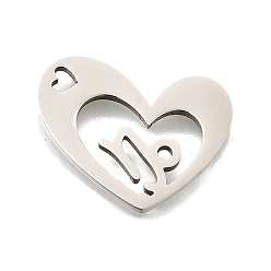 Козерог 201 подвески из нержавеющей стали, лазерная резка, сердце с подвеской в виде созвездия, Козерог, 17x21.5x1.5 мм, отверстие : 1.6x2.6 мм