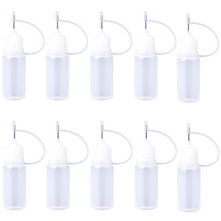 Оранжевый 10 шт. полиэтиленовые (ПЭ) флаконы с наконечниками для игл, полупрозрачная пустая бутылка для клея, с стальными шпильками, оранжевые, 2x7.7 см, емкость: 10 мл (0.34 жидких унций)