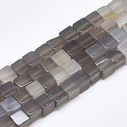 Серый агат Серые натуральные бусины из агата , кубические, 6~6.5x6~6.5x6~6.5 мм, отверстие : 1 мм, около 65 шт / нитка, 16.1 дюйм