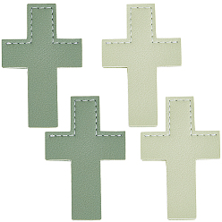 (52) Непрозрачная лаванда 4 шт 2 цвета кожаные закладки, крестик, разноцветные, 70x44x3 мм, 2 шт / цвет