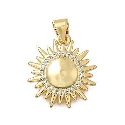 Настоящее золото 18K Латунные микро проложить кубического циркония подвески, солнце, без кадмия и без свинца, стойки покрытие, долговечный, реальный 18 k позолоченный, 17.5x16.5x3.5 мм, отверстие : 3.5 мм