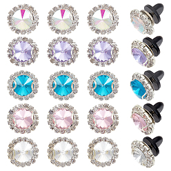 (52) Непрозрачная лаванда 20 шт. 5 стили плоские круглые латунные стеклянные броши, с резиновыми штифтами, разноцветные, 18.2 мм, 4 шт / стиль