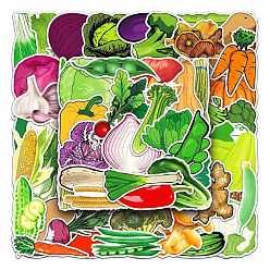 Vegetables Waterproof PVC Adhesive Stickers, for Suitcase, Skateboard, Refrigerator, Helmet, Mobile Phone Shell, Vegetable Pattern, 55~85mm, 50pcs/bag