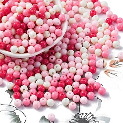 Pink Непрозрачные акриловые бусины, круглые, розовые, 5~5.5x5.5~5.8x5.5~5.8 мм, отверстие : 1.5 мм