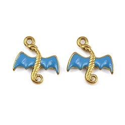 Темно-Голубой 304 нержавеющей стальной эмали подвески, динозавр прелести, золотые, глубокое синее небо, 16.5x15x2.5 мм, отверстие : 1.4 мм