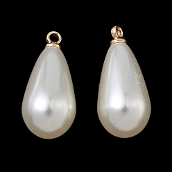 Золотой Подвески из АБС-пластика с жемчугом, слеза, с петлей из сплава, золотые, 21.5x10 мм, отверстие : 1.6 мм