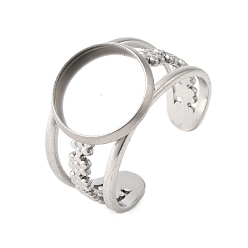 Нержавеющая Сталь Цвет 304 компоненты манжетного кольца из нержавеющей стали, Настройки колодки кольцо, круглые, цвет нержавеющей стали, лоток : 12 мм, внутренний диаметр: 19 мм