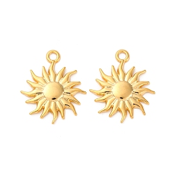 Настоящее золото 18K 201 подвески из нержавеющей стали, очарование солнца, вакуумное покрытие pvd, реальный 18 k позолоченный, 23x19.5x2.5 мм, отверстие : 2 мм
