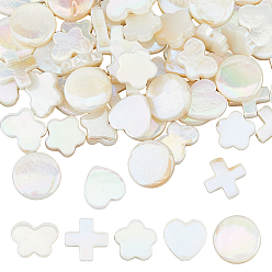 Mixed Shapes 70 шт. 5 стили наборы бусин из натуральных белых ракушек, разнообразные, 8~12x10~12x2.5~3.5 мм, отверстие : 0.6~0.8 мм, 14 шт / стиль
